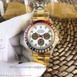 Perfect Replica Rolex Cosmograph Daytona  42MM Watch - Rainbow Diamond Bezel Yellow Gold Oyster Band